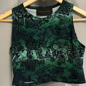 Green Snake Print Crop Top